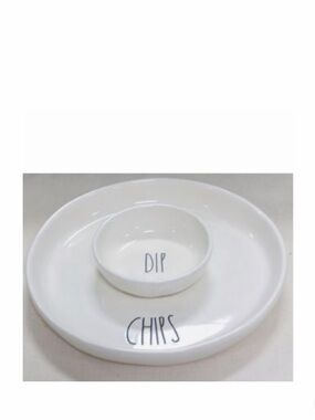 NEW Rae Dunn White Ceramic Chip and Dip Serving Platter Serveware Hime Decor